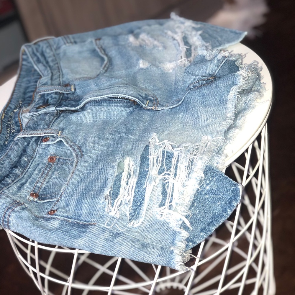 Destroyed American Eagle Outfitters denim shorts